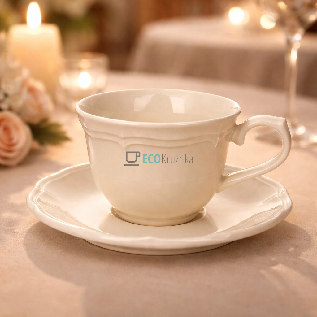 Порцелянова чашка з блюдцем 250 мл Provence Beige (159-010) Порцелянова чашка з блюдцем 250 мл Provence Beige (159-010)