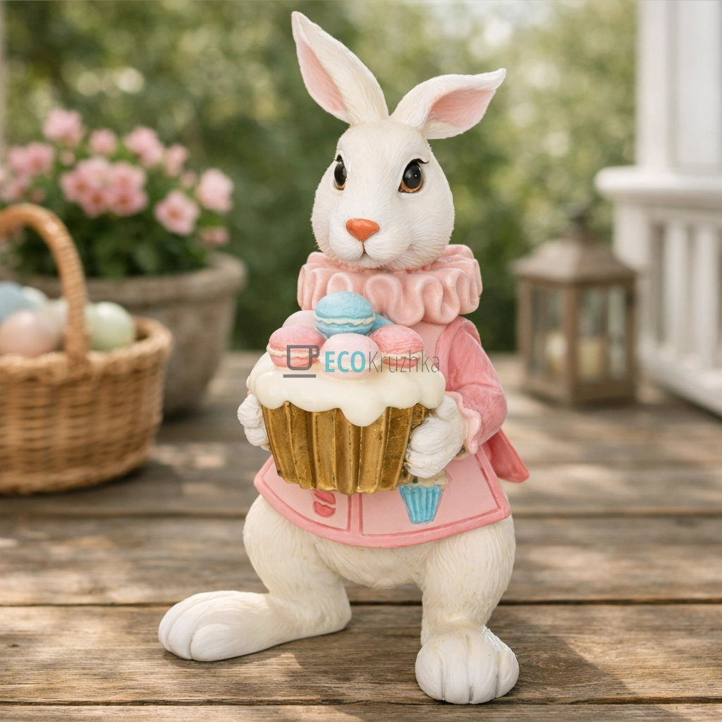 Декоративна статуетка Кролик з макарунами 30 см (K07-820) Декоративна статуетка Кролик з макарунами 30 см (K07-820)