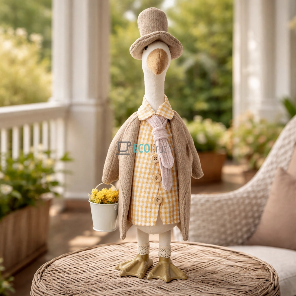 Декоративна статуетка Гусак з квітами 48 см (831-918)