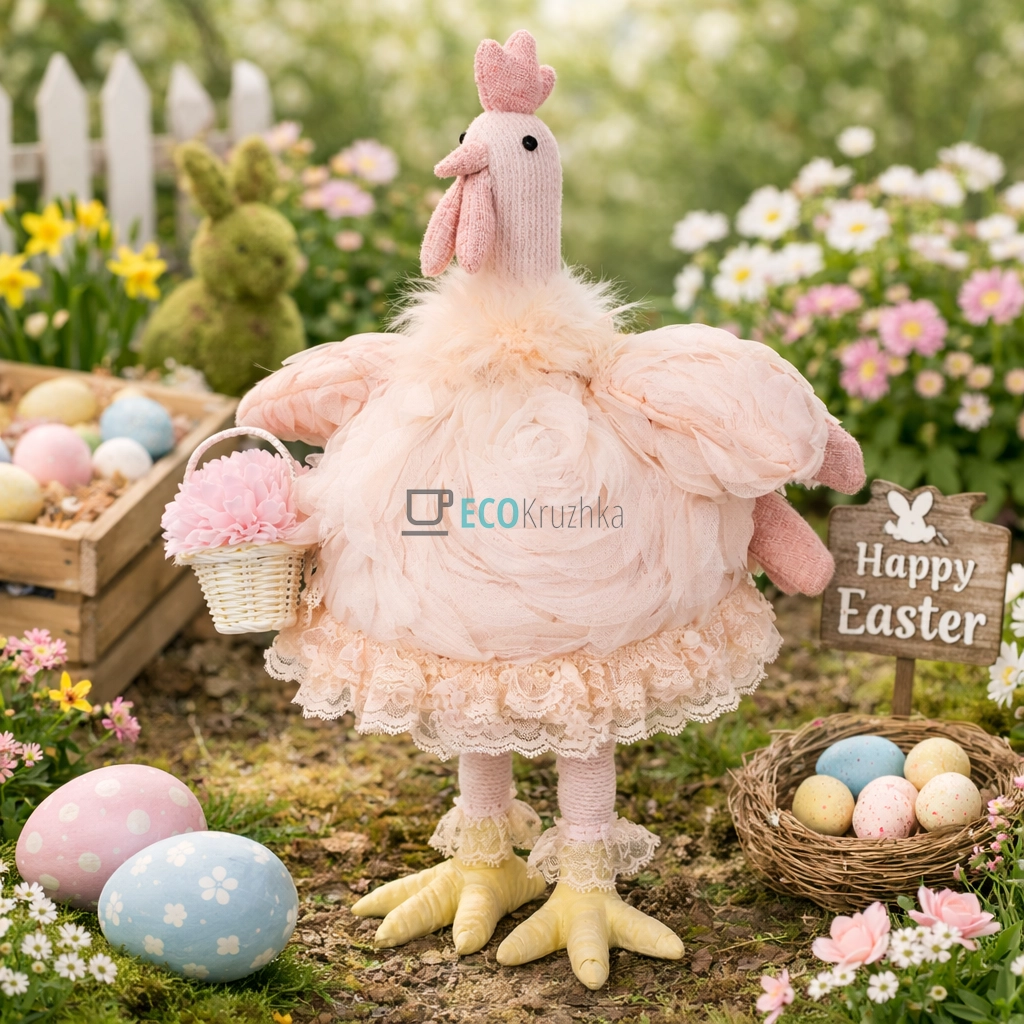 Декоративна статуетка Курочка з кошиком 39 см (831-914)