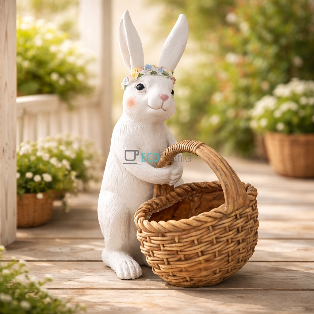 Декоративне кашпо Кролик з кошиком 26.5 см (HA9-110) Декоративне кашпо Кролик з кошиком 26.5 см (HA9-110)