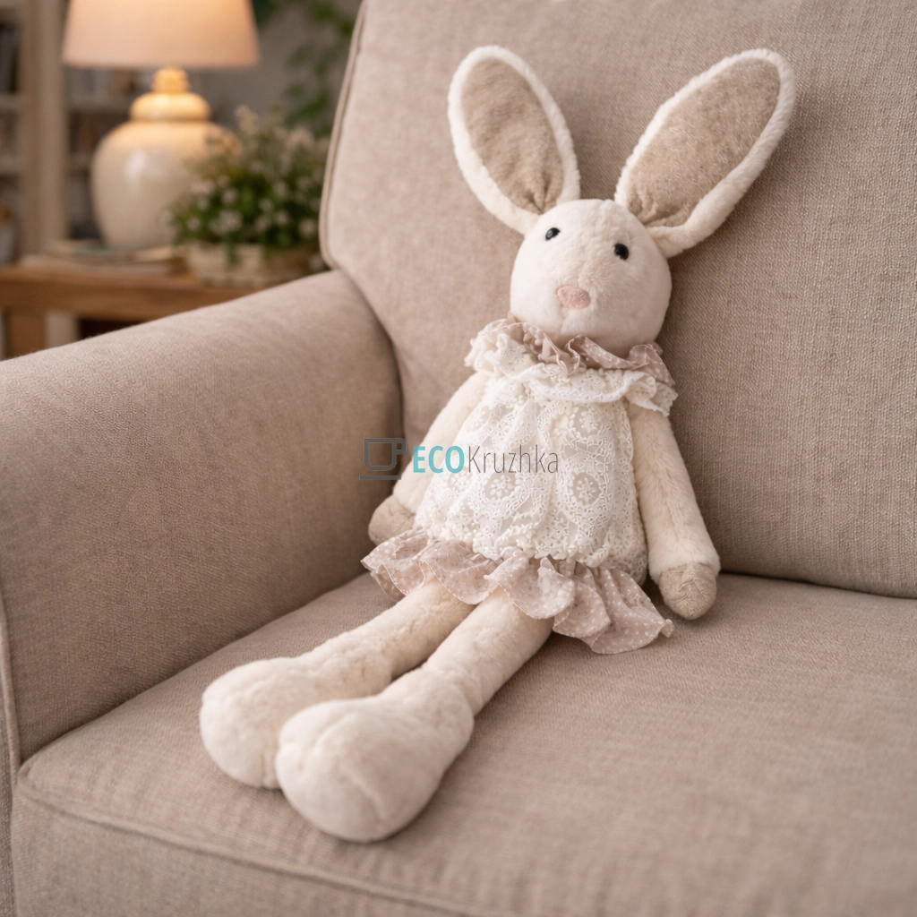 М’яка іграшка Зайчик у мереживній сукні 64 см (831-873)