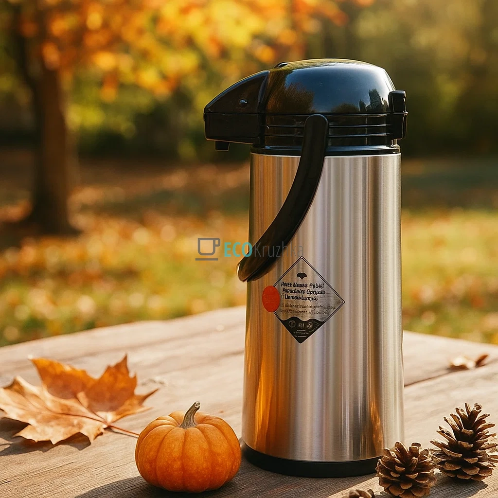 Термос із помпою та скляною колбою Термопот 1.9 л KM-2026