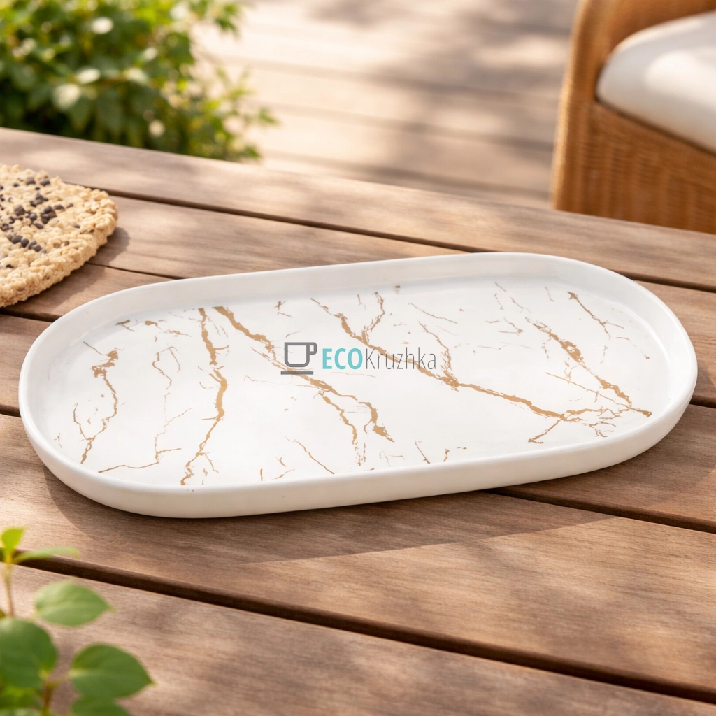Порцелянове овальне блюдо Мармурова розкіш 30 см (805-710)