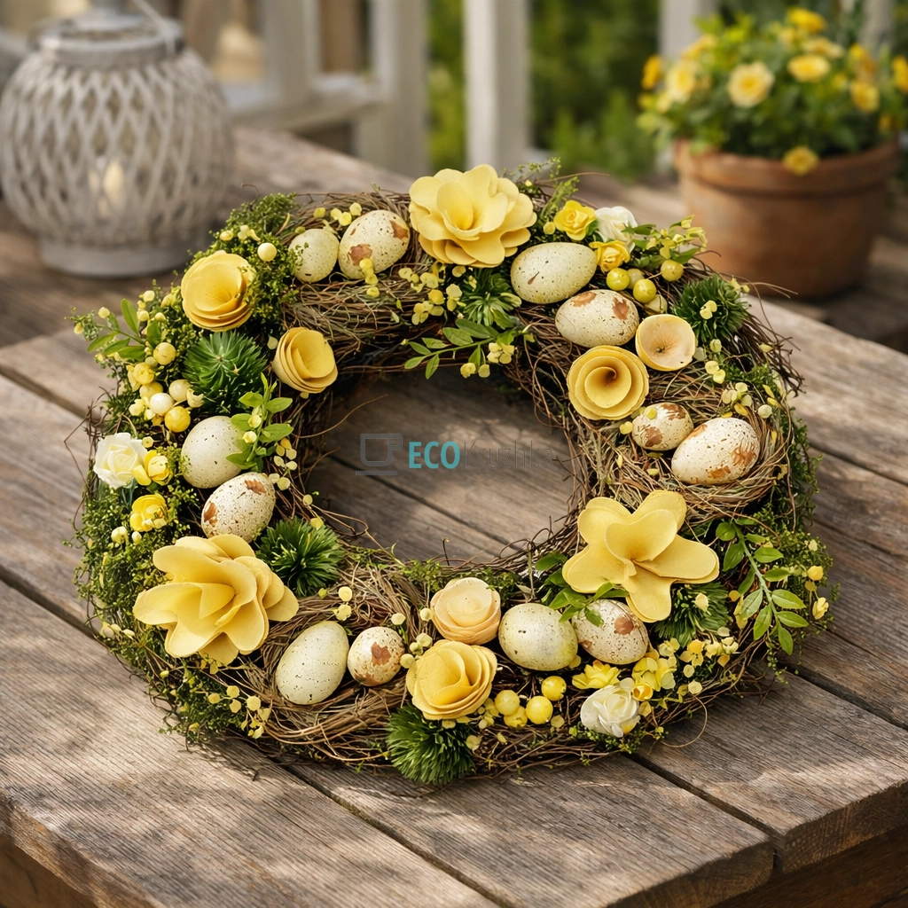 Великодній вінок жовтий 31 см (814-900) Великодній вінок жовтий 31 см (814-900)