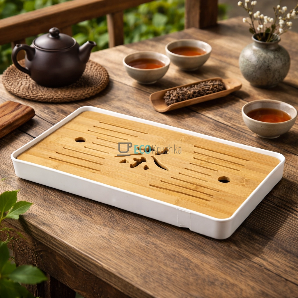 Чабань для чайної церемонії 32.5×19 см “Хао-Ча” білий (TT2524-1)