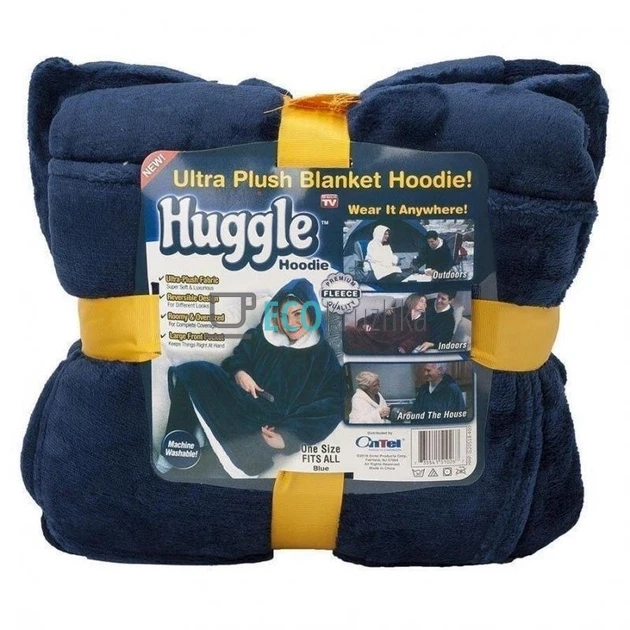 Плед-худі з капюшоном і рукавами Huggle синій (JU-3976) Плед-худі з капюшоном і рукавами Huggle синій (JU-3976)