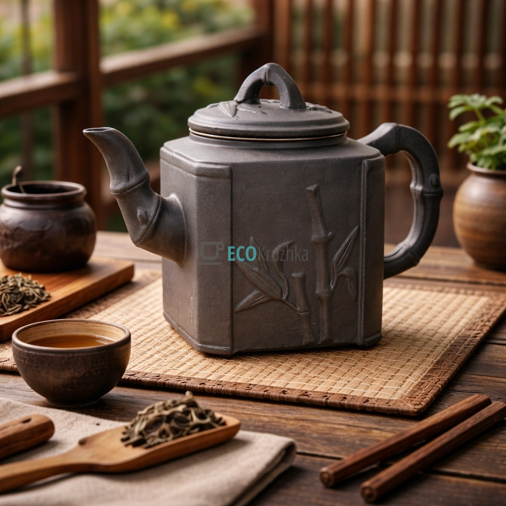 Глиняний чайник 800 мл “Бамбуковий гай” темний (T2588-1)