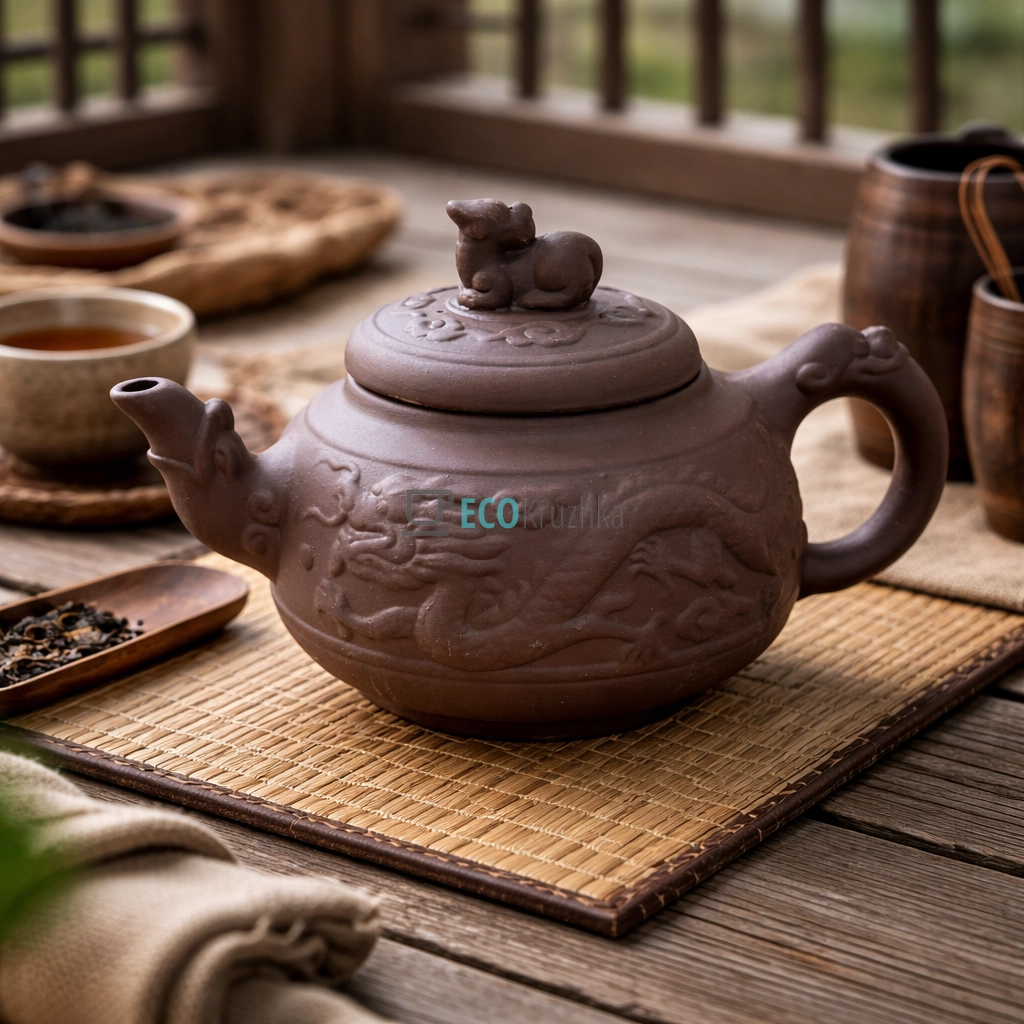 Глиняний чайник 780 мл “Ділун Дракон” (T2564)