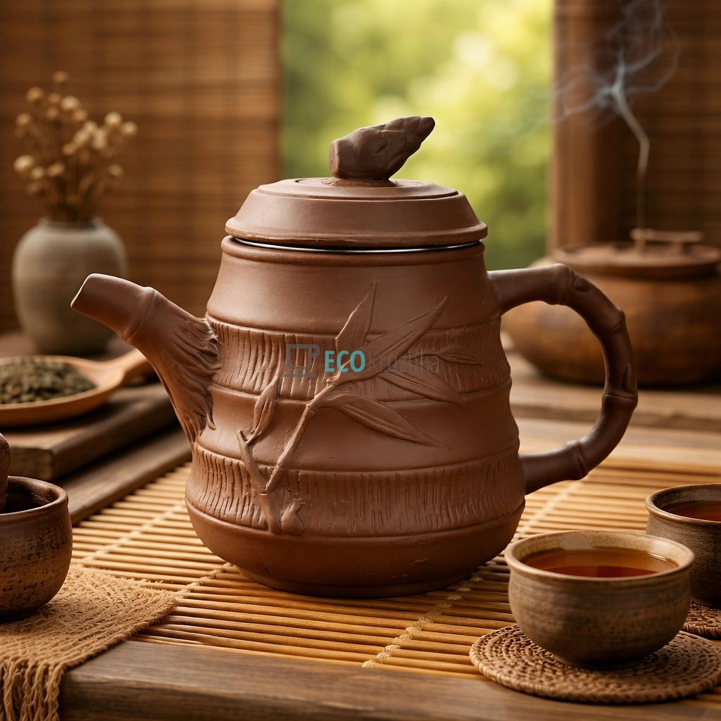 Глиняний чайник 650 мл “Бамбук” (T2567)