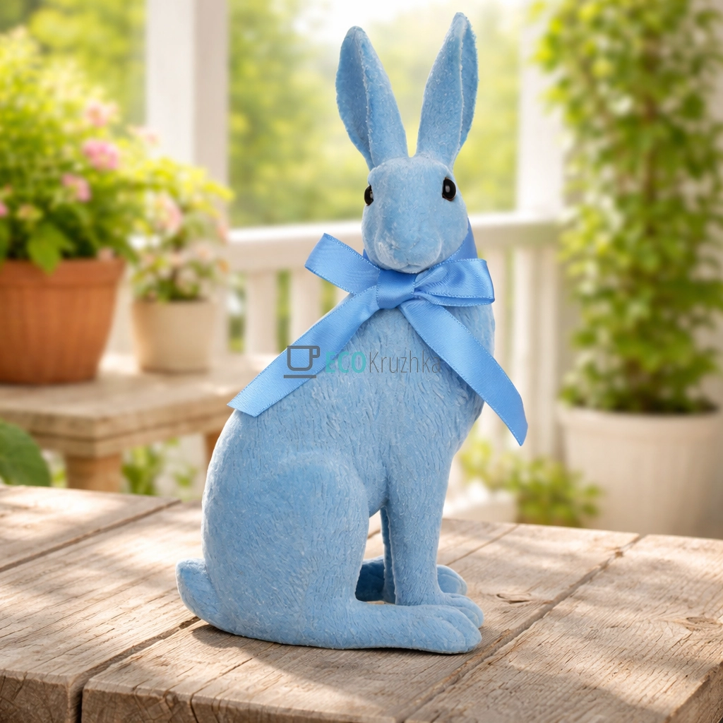 Декоративна фігурка Кролик 25.5 см з флоковим покриттям синій (RM4-023) Декоративна фігурка Кролик 25.5 см з флоковим покриттям синій (RM4-023)