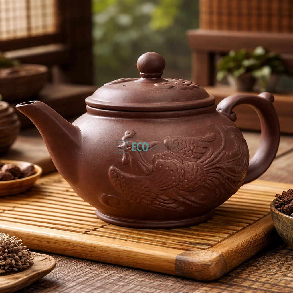 Глиняний чайник 500 мл “Фенікс і Дракон” (T2576)