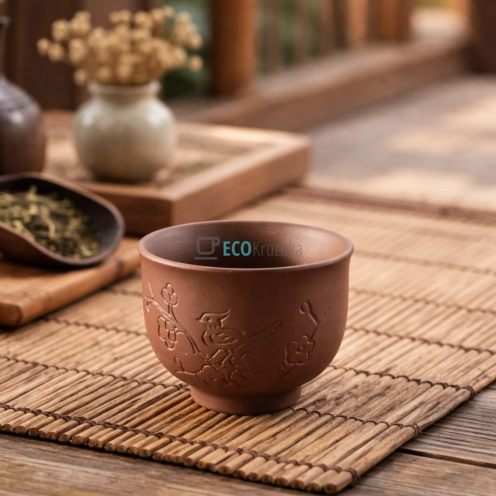 Глиняна піала для чаю 100 мл “Квітуча сакура” (TC058)