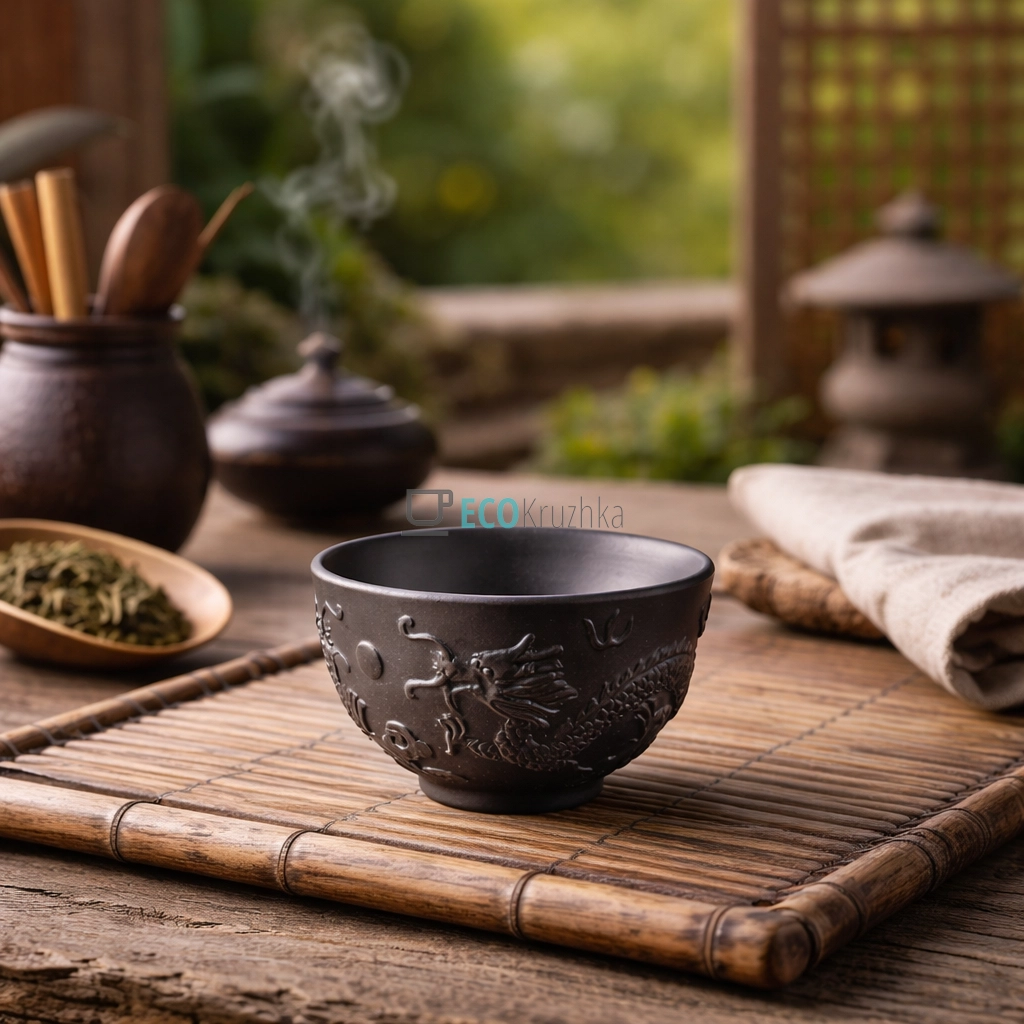 Глиняна піала для чаю 100 мл “Шень-Лун” темний (TC072-1)