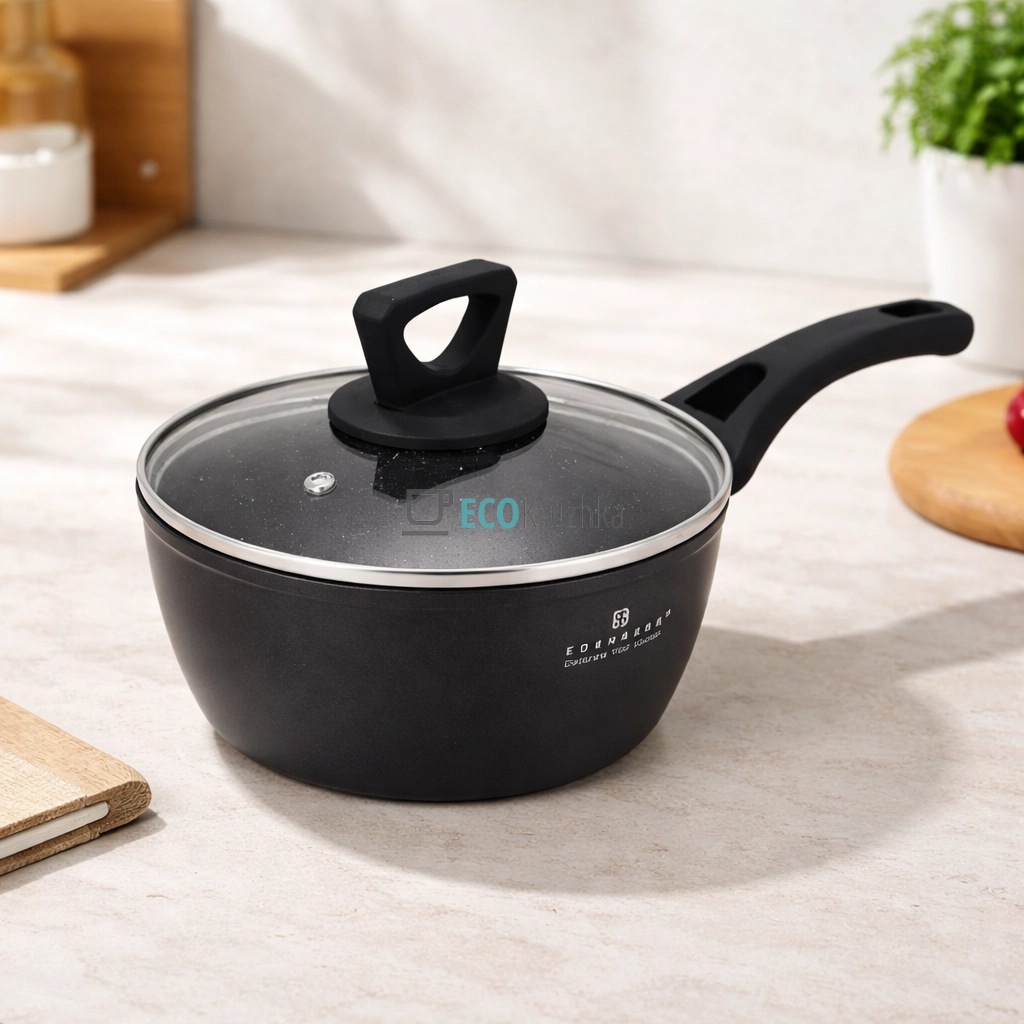 Ківш 16 см із скляною кришкою 1.3 л Edenberg EB-3329 Ківш 16 см із скляною кришкою 1.3 л Edenberg EB-3329