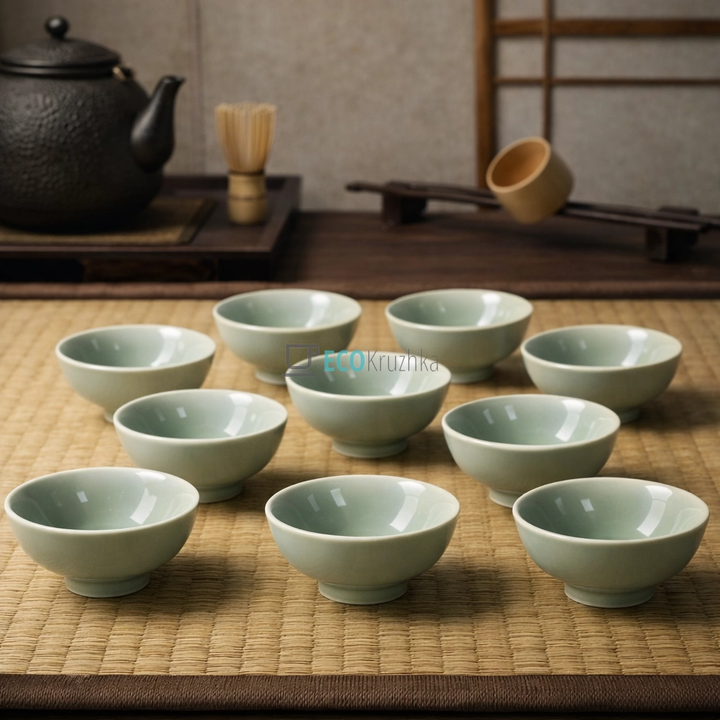 Набір піал для чаю 60 мл “Шуї” 10 шт (TC045) Набір піал для чаю 60 мл “Шуї” 10 шт (TC045)