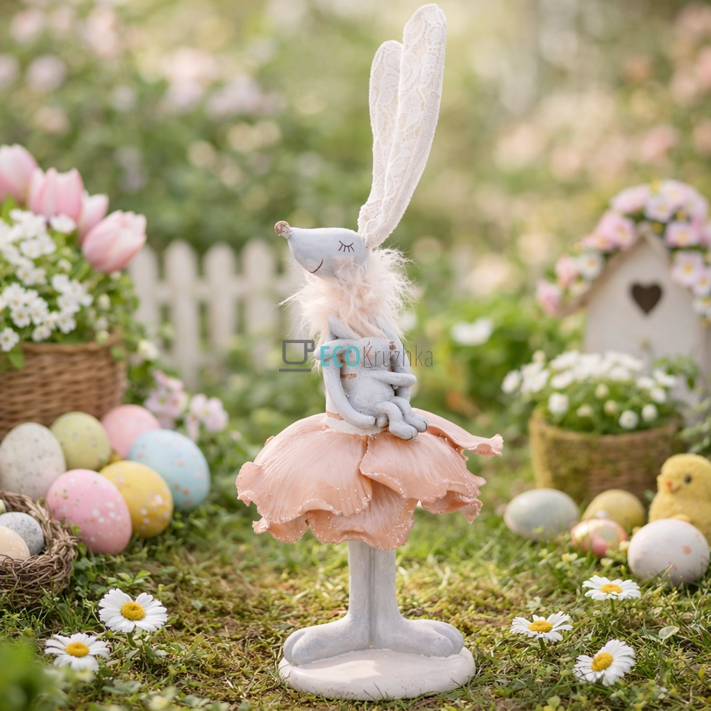 Декоративна статуетка Зайчиха з дитинкою 29 см (831-851)