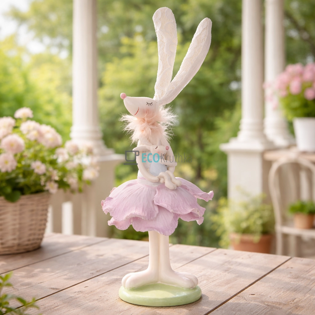 Декоративна статуетка Зайчиха з дитинкою 29 см (831-850)