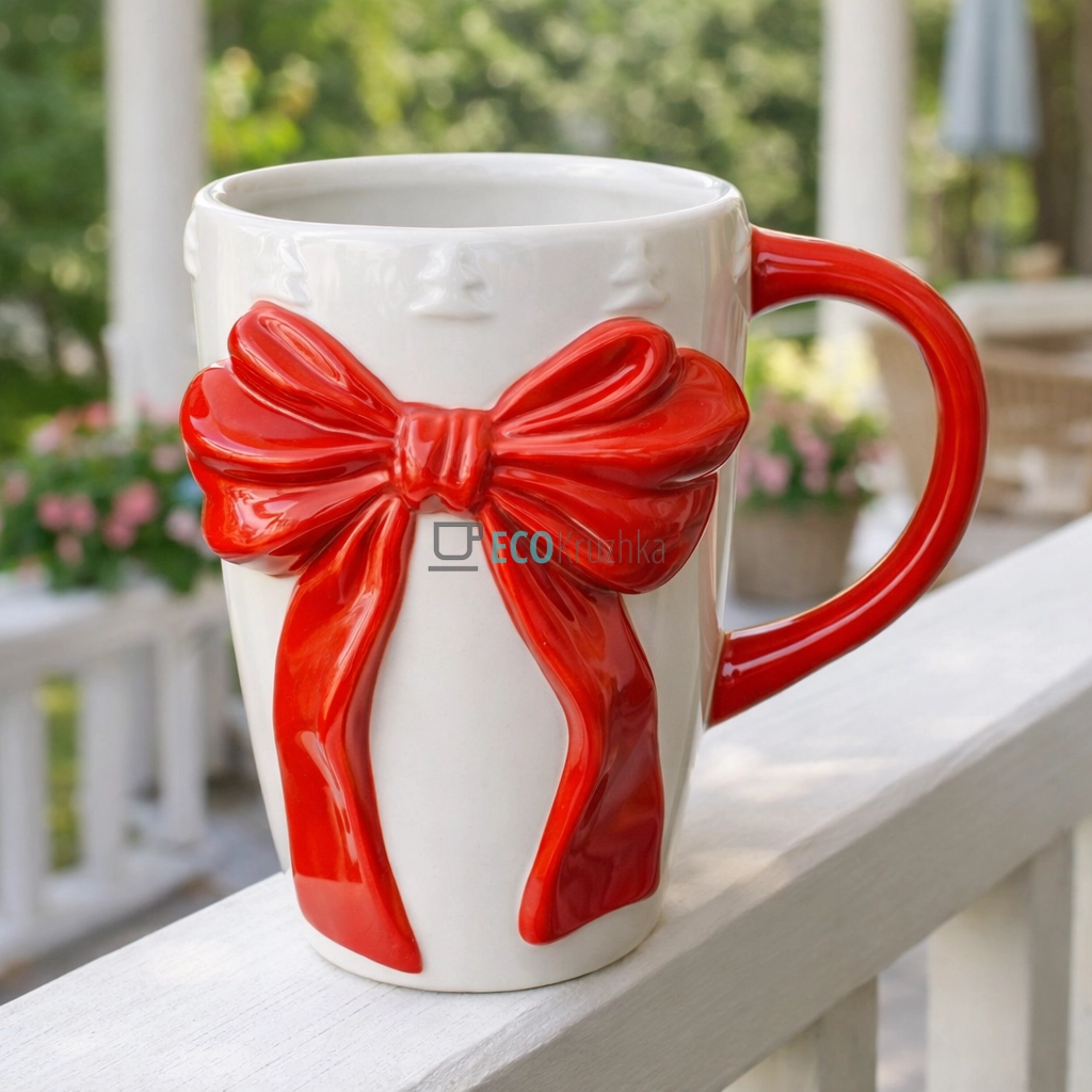 Кухоль керамічний Бант 580 мл біло-червоний (834-454) Кухоль керамічний Бант 580 мл біло-червоний (834-454)