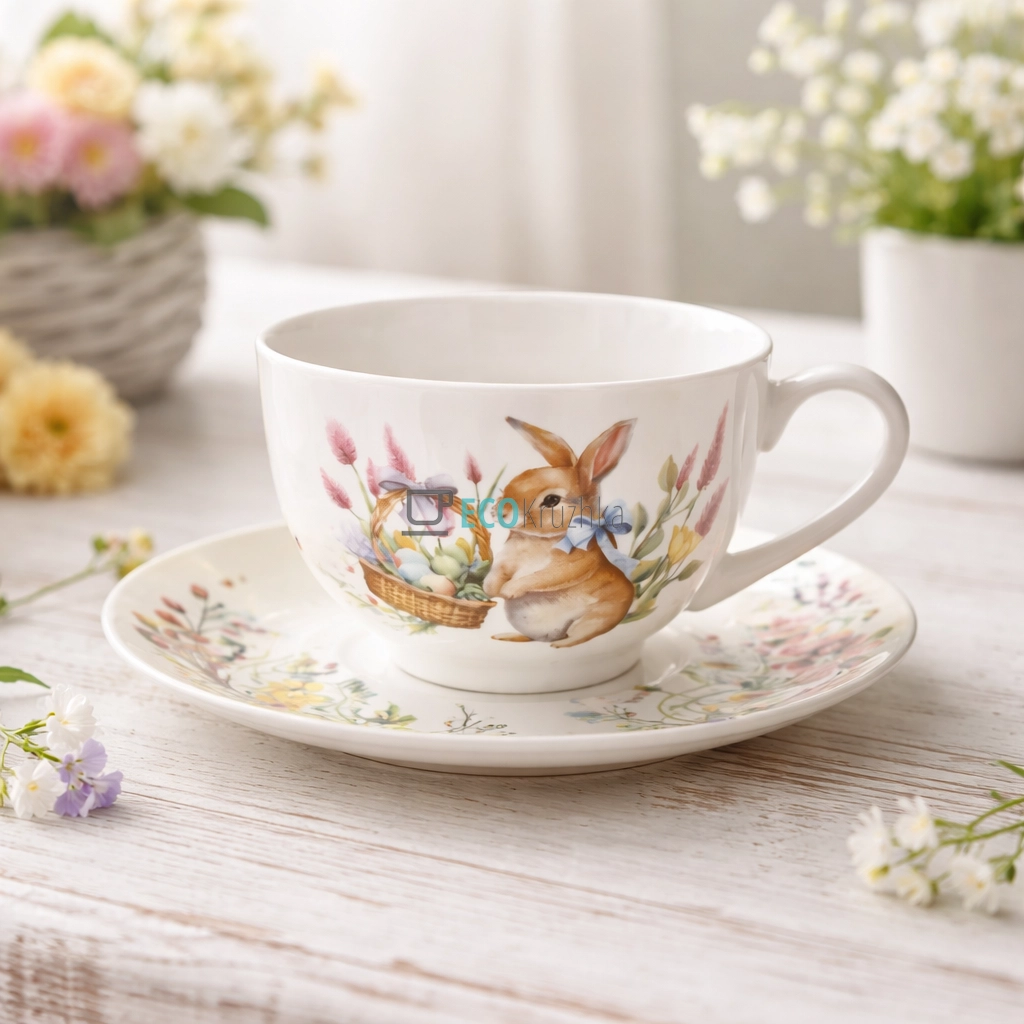 Порцелянова чашка з блюдцем 250 мл Easter Melody (K231) Порцелянова чашка з блюдцем 250 мл Easter Melody (K231)