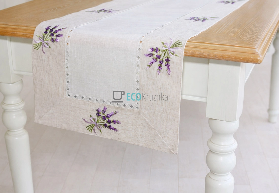 Лляна доріжка на стіл з вишивкою Lavender Linen 40 х 150 см (445-282)
