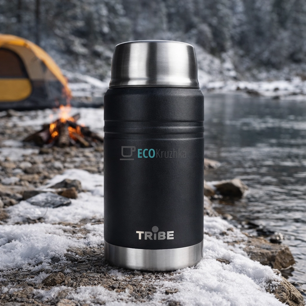 Термос харчовий Tribe Jar Food 700 мл з нержавіючої сталі чорний T-DE-0023-black