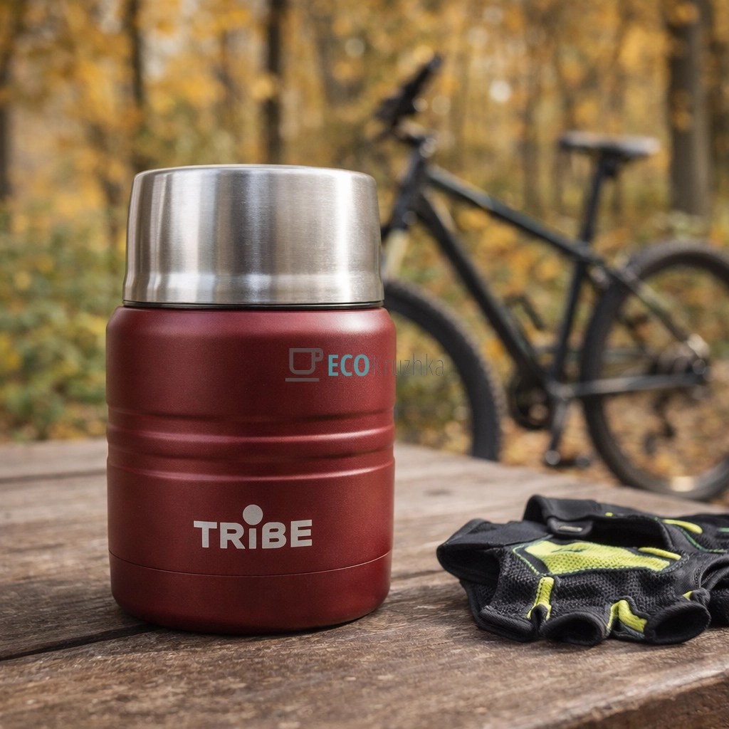 Термос харчовий Tribe Jar Food 350 мл з нержавіючої сталі червоний T-DE-0021-red