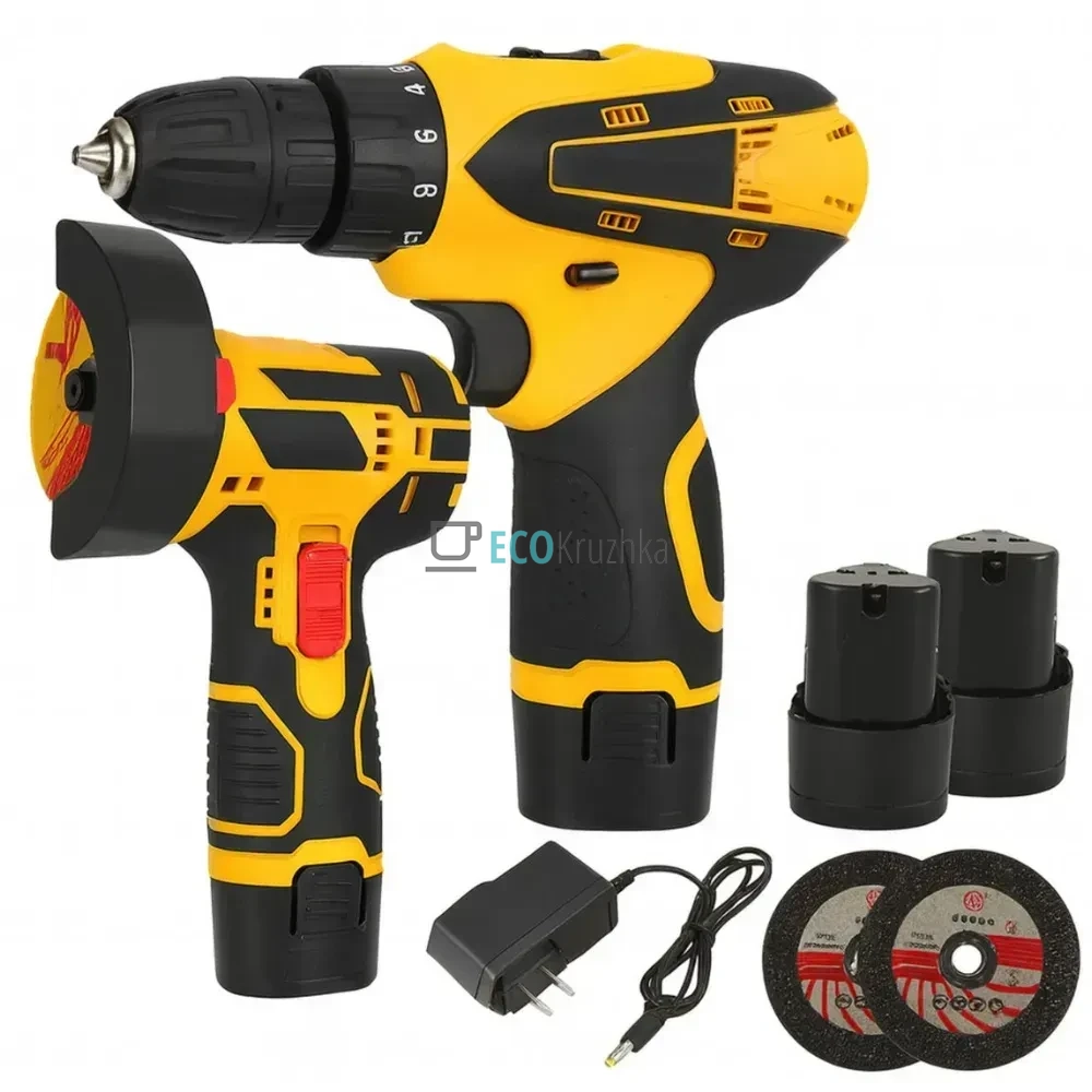 Універсальний набір інструментів 2в1: шурупокрут, болгарка X673 (JU-4612) Універсальний набір інструментів 2в1: шурупокрут, болгарка X673 (JU-4612)