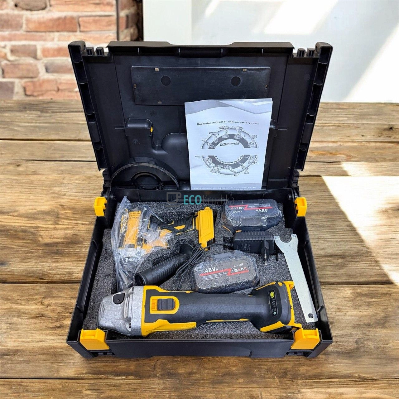 Набір 2в1: акумуляторний шурупокрут та болгарка 48В X332 жовтий (JU-4628)