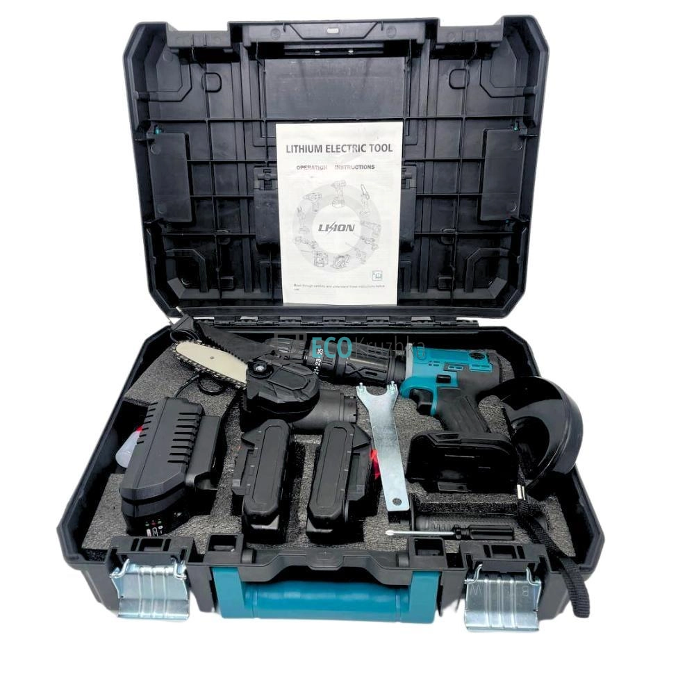 Набір акумуляторного інструменту 3в1: шурупокрут, болгарка, міні-пила (JU-87134)