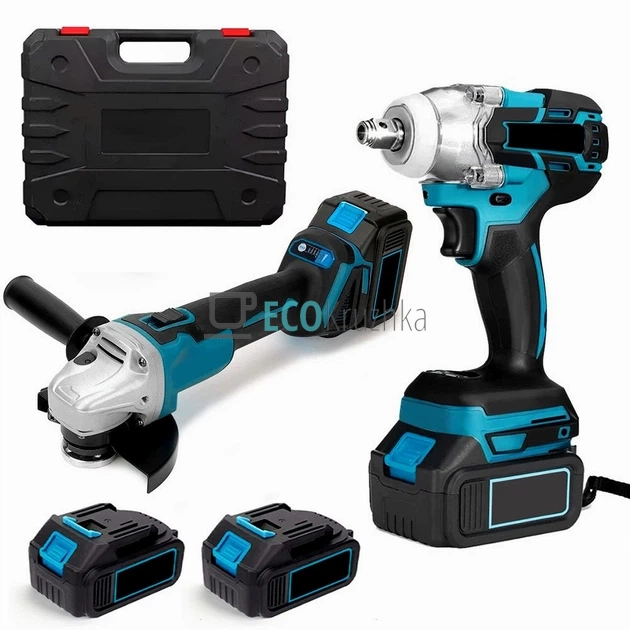 Набір 2в1: акумуляторний гайкокрут та болгарка 48В X331 синій (JU-3009)