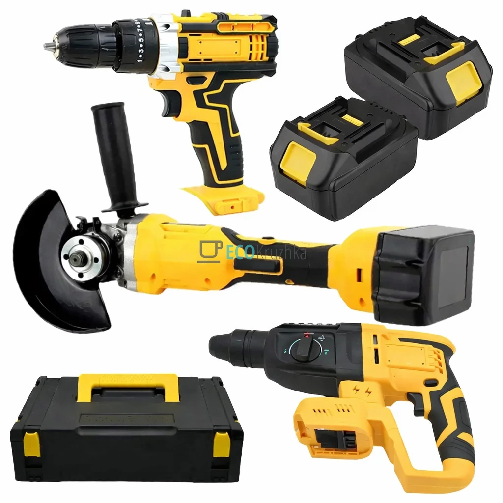 Набір 3в1: перфоратор, шурупокрут, болгарка X-335 жовтий (JU-4601) Набір 3в1: перфоратор, шурупокрут, болгарка X-335 жовтий (JU-4601)