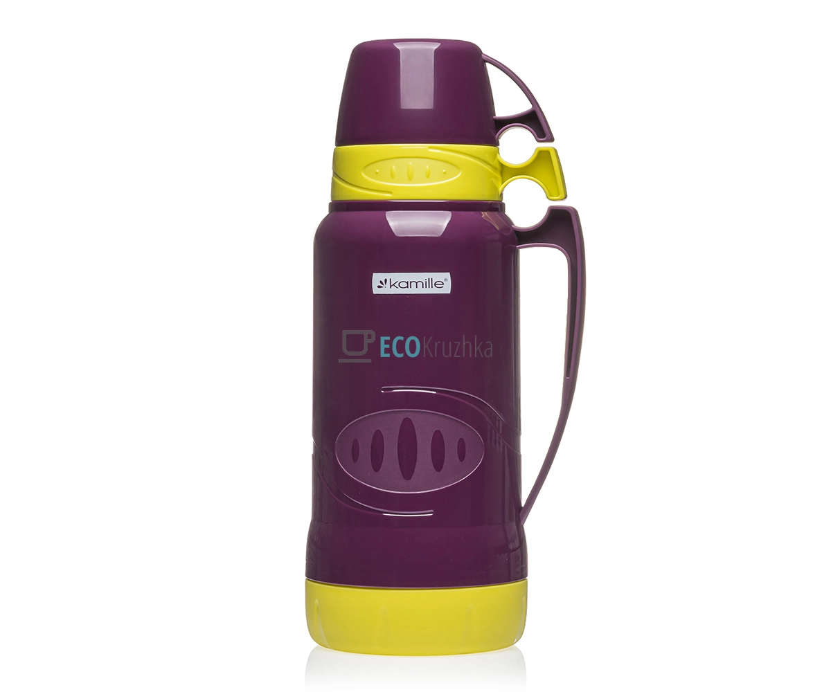 Термос Kamille Фіолетовий 1800мл пластиковий зі скляною колбою KM-2032