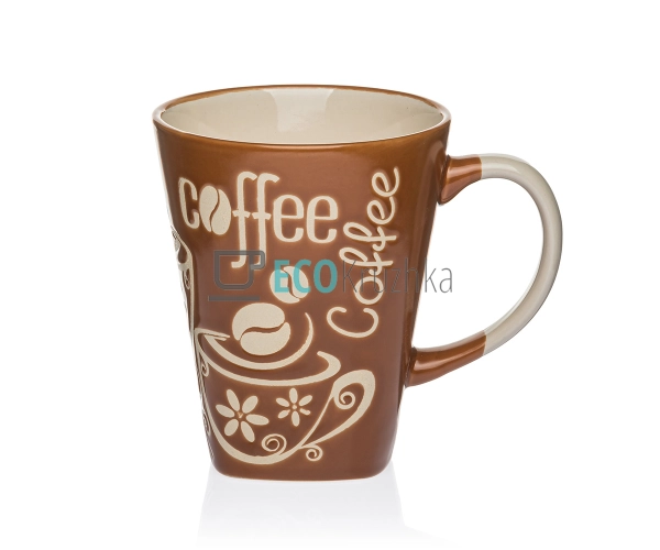 Чашка Coffee 310 мл Фарфор Коричневий EK14186