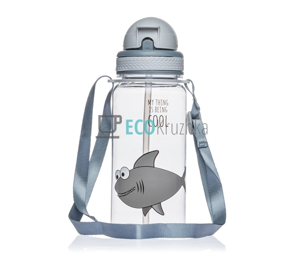 Пляшка для води 400 мл Акула Diy Сірий EK14334