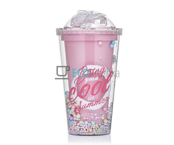 Стакан з подвійною стінкою та трубочкою Feelings 450 мл  ...