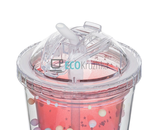 Стакан з подвійною стінкою та трубочкою Feelings 450 мл  ...