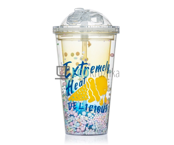 Стакан з подвійною стінкою та трубочкою Feelings 450 мл  ...