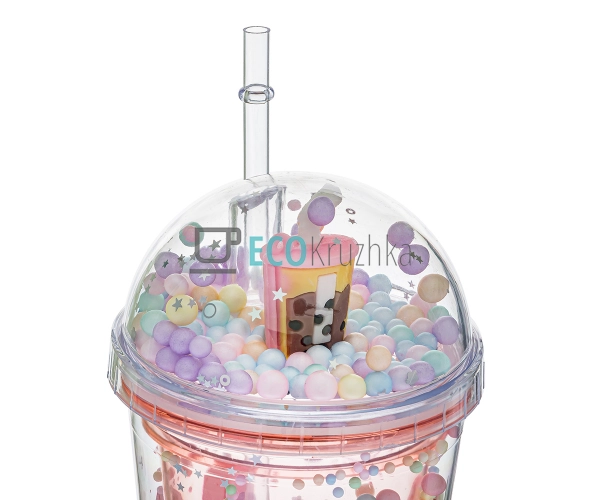 Стакан з подвійною стінкою та трубочкою Feelings 450 мл  ...