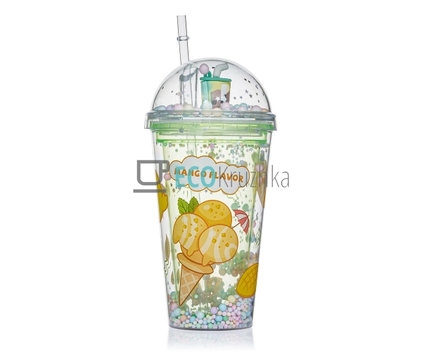 Стакан з подвійною стінкою та трубочкою Feelings 450 мл  ...