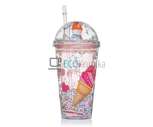 Стакан з подвійною стінкою та трубочкою Feelings 450 мл  ...