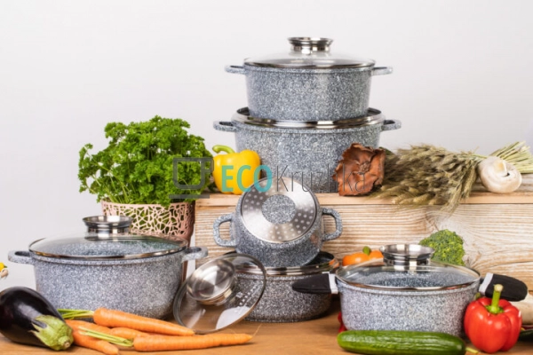 Набір каструль Edenberg 14 предметів з мармуровим антипр ...