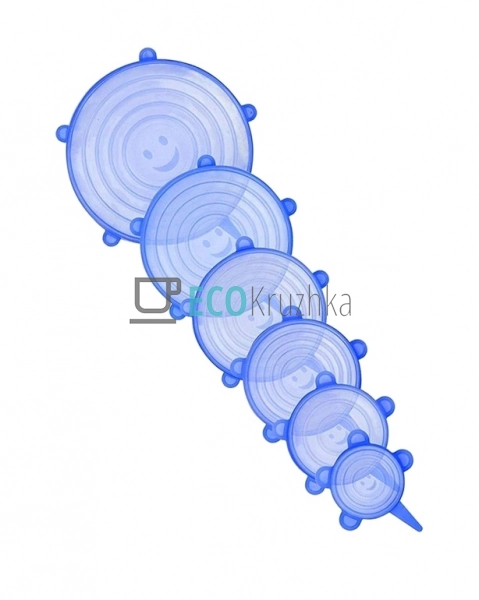 Набір силіконових кришок Kitchenio Super Stretch Silicone Синіх 6 шт EK06SL