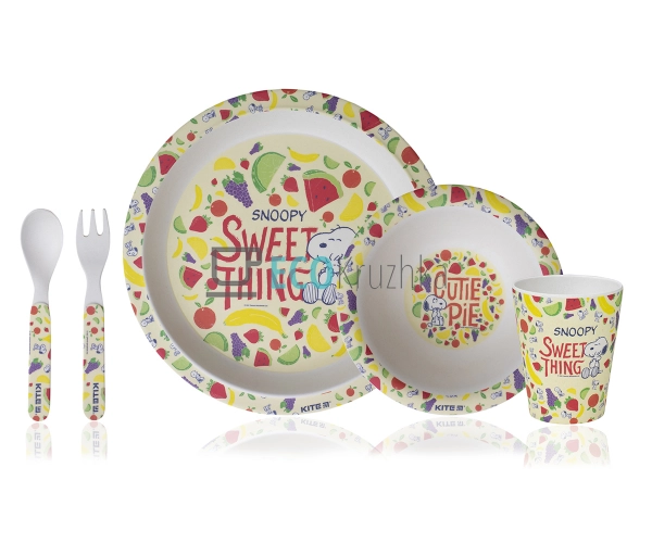 Набір дитячого посуду бамбуковий 5 приладів Фрукти EK109 ...