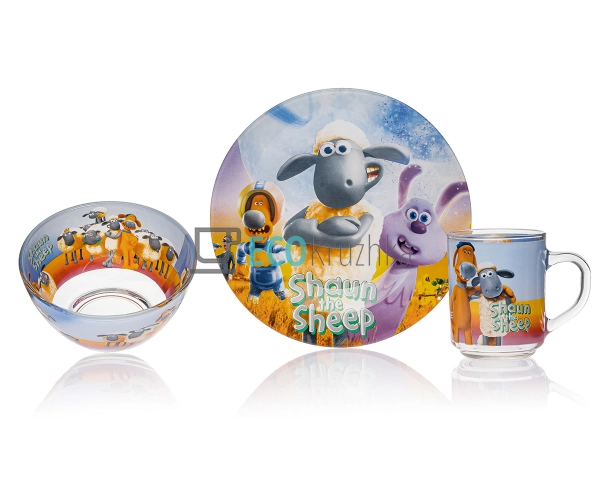 Набір скляного посуду для дітей 3 предмета Баранчик Шон  ...