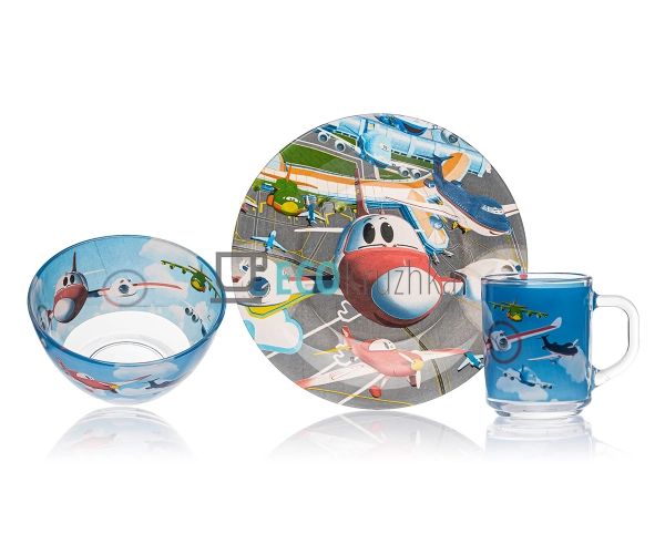 Набір скляного посуду для дітей 3 предмета Супер крила M ...