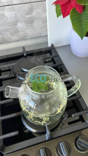 Чайник для заварювання скляний з бамбуковою кришкою 1500 ...