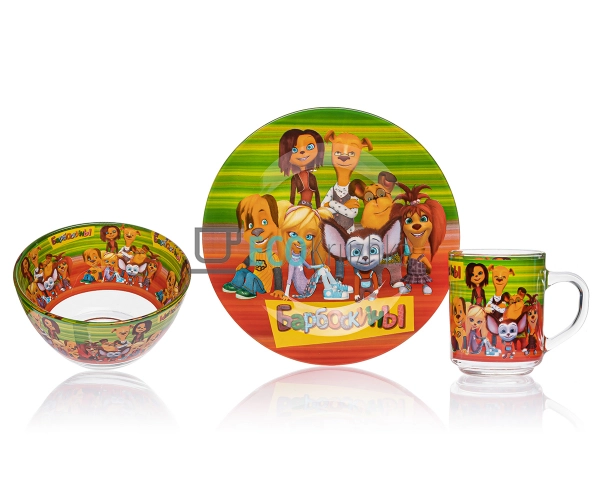 Набір скляного посуду для дітей 3 предмета Барбоскіних E ...