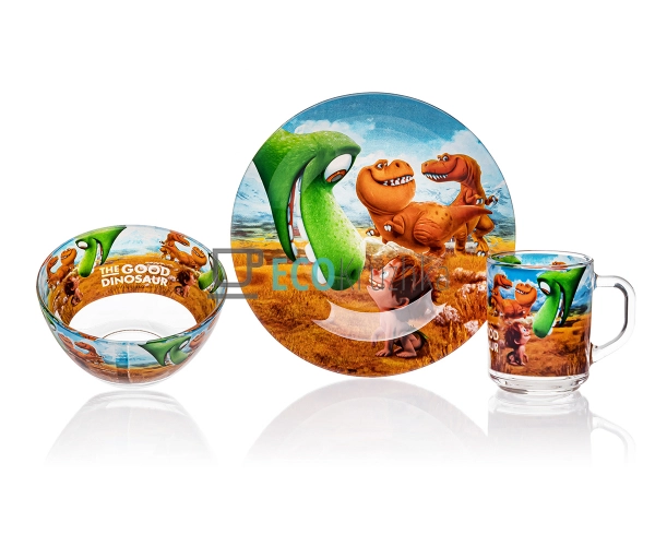 Набір скляного посуду для дітей 3 предмета Дракончики зе ...