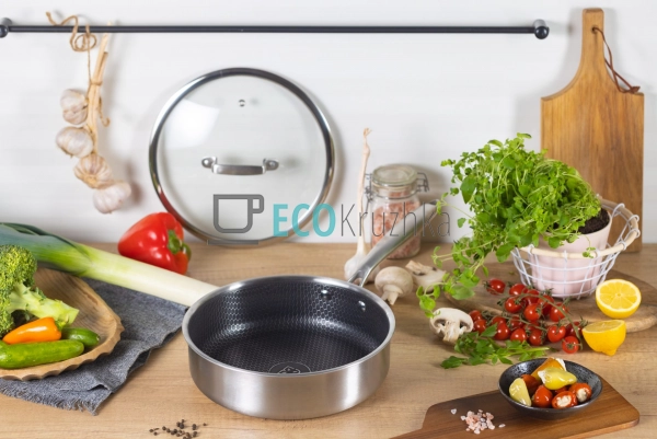 Глибока сковорода нержавіюча професійна з кришкою  28 х  ...